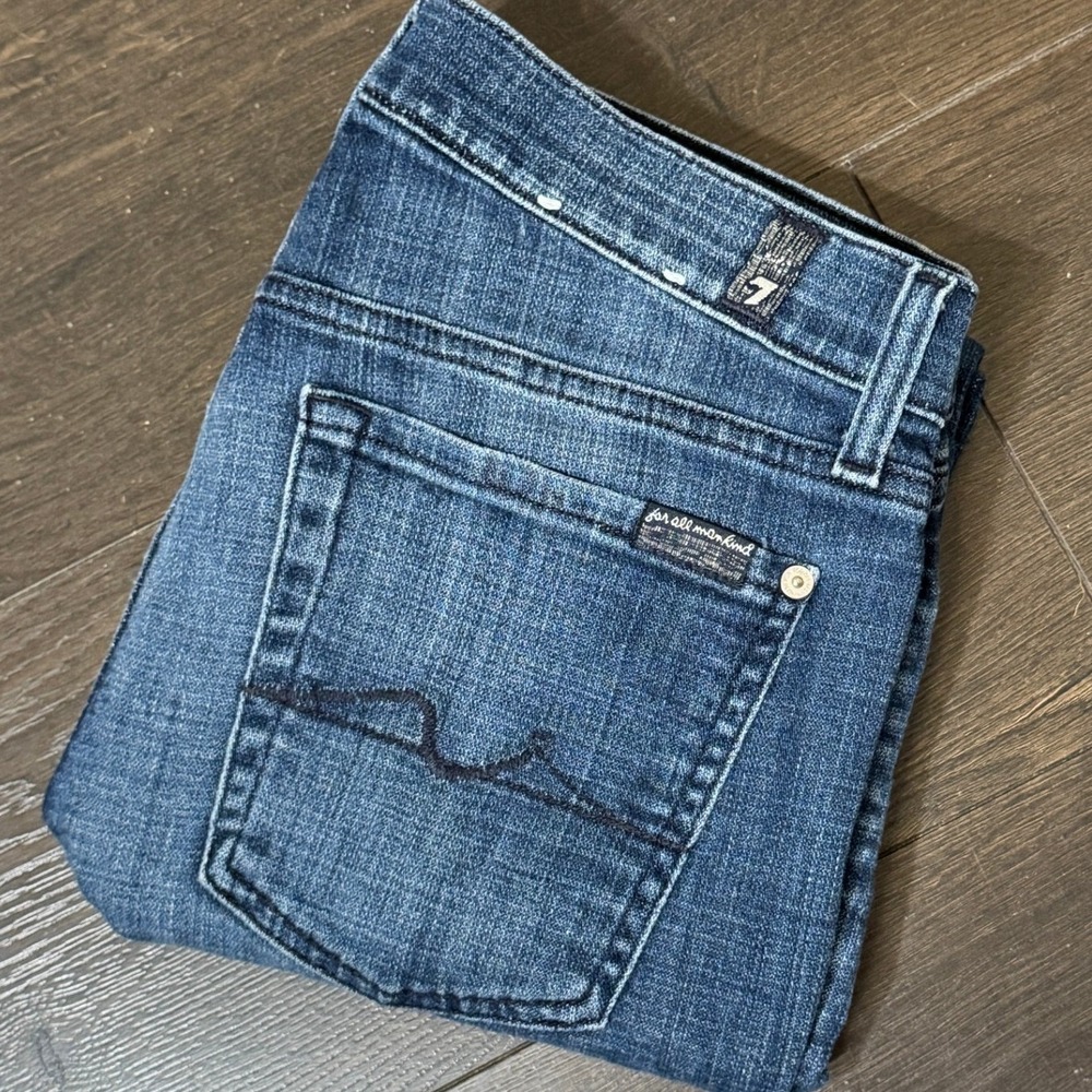 7 For All Mankind Jeans 27 Josefina Skinny Boyfriend‎ Jeans Blue Button Fly